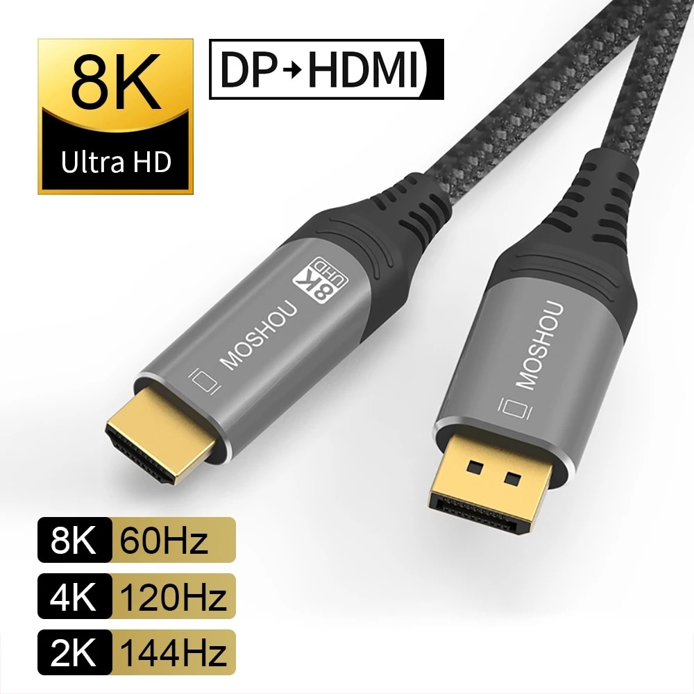 DisplayPort 1.4-HDMI 2.1 ̺ 8K @ 60Hz 4K @ 120Hz ̴ DP-HDMI HDR  ڵ- TV PS4 PS5 RTX3080 NS 